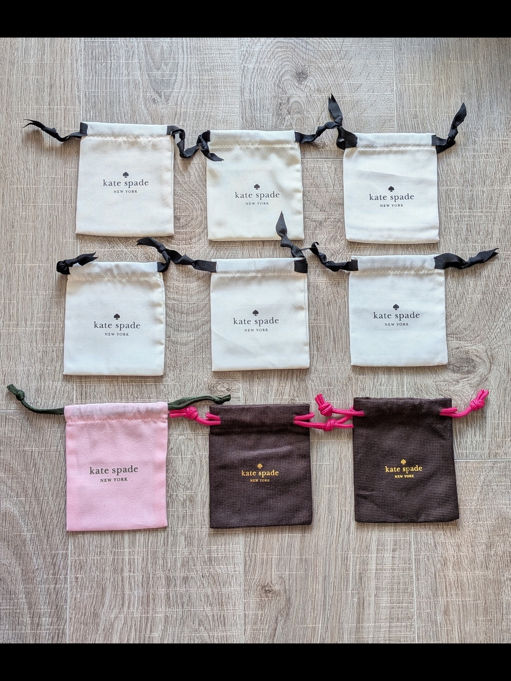 Lot x9 New Kate Spade Brown/ Pink/ White Small Accessories Dust Bag